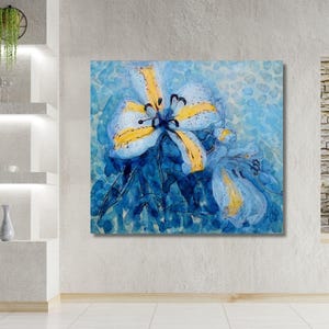 Piet Mondrian - Mondrian Flower Canvas Art Print, Abstract Wall Art, Mondrian Composition Blue , Mondrian Wall Art, Ready to Hang
