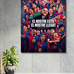2025 LA Liga Champion FC Barcelona Ready to Hang Canvas Wall Art / Barcelona Poster / Football Fan Gifts / Extra Large Wall Art / Man Cave