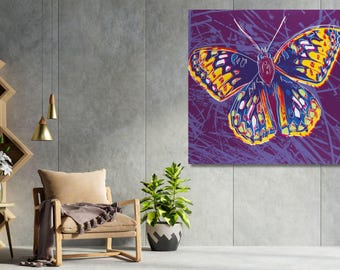 Andy Warhol Mao Butterfly Poster Ready to Hang Canvas Wall Art Pop Art Vintage Poster Art Living Room Wall Art Decor Artworks by Andy Warhol