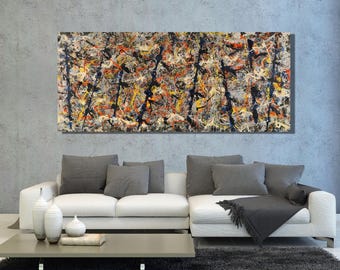 Jackson Pollock Ready to Hang Canvas Wall Art,Pollock Wall Art,Living Room Wall Decor,Jackson Pollock Poster Roll of Canvas & Framed Canvas