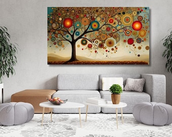 Tree of life Gustav Klimt Style Canvas Wall Art Poster Print Modern Picture Living Room Office Stretched on Frame or Rolled Gustav Klimt Art