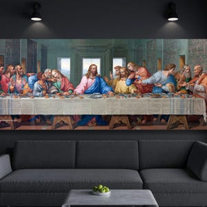 The Last Supper Leonardo Da Vinci, Famous Table, Last Dinner Wall Art, Da Vinci Print, Da Vinci Painting, Vintage Print, Classical Wall Art