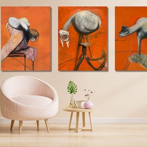 Set of 3 Three Studies for Figures at the Base of a Crucifixion Francis Bacon Ready to Hang Canvas  Bacon Art Francis Bacon Triptych Poster