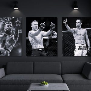 Set of 3 UFC Legends Middle Finger Ready to Hang Canvas Wall Art ,Poster,Conor McGregor Print,Motivational Art,Fitness Wall Decor,UFC Poster