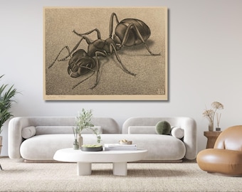 M.C. Escher "The ANT '' Poster/Print, By Maurits Cornelis Escher Framed Canvas Wall Art, Vintage Poster/Ready to Hang Painting