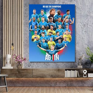 Serie A 2024/2025 Champions SSC Napoli Quality Print Framed Canvas Wall Art SSC Napoli Poster Man Cave Wall Art Soccer Game Painting