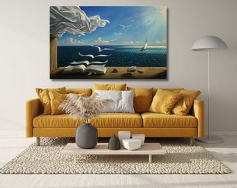 Salvador Dali - Book to Birds, Reproduction Canvas Home Decor, Dali Canvas, Salvador Dali Print, Sea Canvas, Ready to Hang !