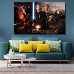 Anakin vs Obi Wan Ready to Hang Canvas Wall Art, Star Wars Canvas Wall Art,Print , Star Wars Poster, Darth Vader Poster, Star Wars Fan Gift