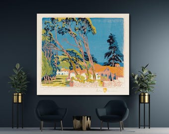 Windswept Eucalyptus By Gustave Baumann Quality Print Framed Canvas Art , Gustave Baumann Canvas Wall Decor, Ready to Hang Canvas Wall Art