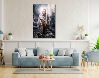The Hand of God Ready to Hang Canvas Wall Art,Poster,Print,Picture,Christian Wall Decor, Extra Large Wall Art,Large Canvas,Church Wall Decor