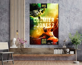 UFC 214 Jon Jones Vs Daniel Cormier 2 Rematch Light Heavyweight Championship Title Fight Poster Ready to Hang Canvas Gallery Wall Art Print