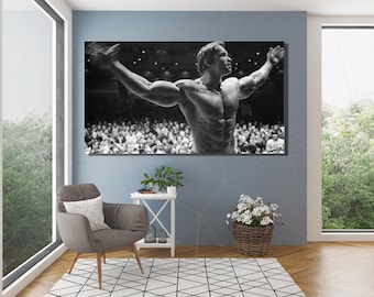 Arnold Schwarzenegger Mr Olympia 1974 poster, Arnold Schwarzenegger klassieke freestyle pose, canvas poster, Arnold Canvas Wall Art, klaar om op te hangen