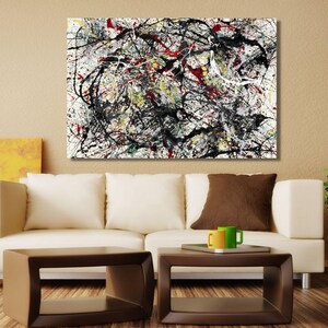 Jackson Pollock Ready to Hang Canvas Wall Art,Pollock Wall Art,Living Room Wall Decor,Roll of Canvas & Framed Canvas ,Jackson Pollock Poster
