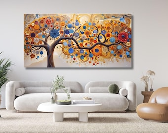 Tree of life Gustav Klimt style Canvas Wall Art Print Poster Modern Picture Living Room Office Stretched on Frame or rolled Gustav Klimt Art
