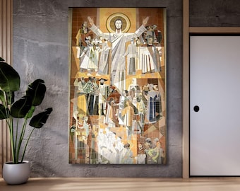 Jesus Touchdown Framed Canvas , Touchdown Jesus Poster Print Art Notre Dame College Football Man Cave Fighting Irish Bar Dorm Room Gift