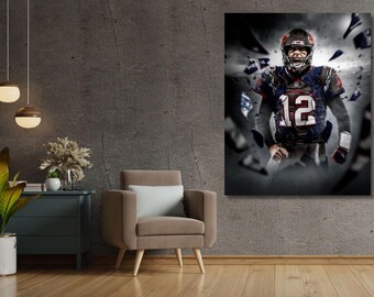 Tom Brady inramad canvastavla Tom Brady-affisch, Tom Brady-tryck, fotbollstavla, sportväggkonst, man cave, present, barnrumsdekor