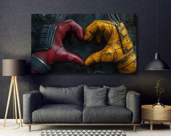 Deadpool & Wolverine Canvas Wall Art | Deadpool and Wolverine Ready to Hang Wall Art |Deadpool 3 Movie Poster High Quality Canvas Poster