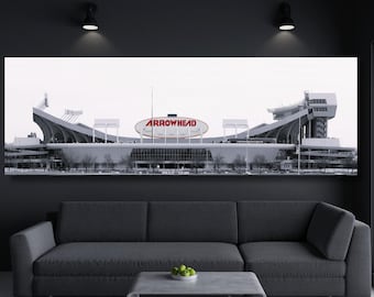 Arrowhead Stadium Ready to Hang Canvas , Kansas City Print, Geha Field Poster, Sports Art, Football Arena Stadium Poster, Chiefs Fan Gifts