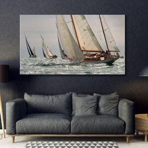 Sailing Regatta Sailboat Canvas Wall Art Poster Yacht Regatta Print Nautical Art Yacht Wall Decor Seascape Art Sailing Ship Framed Wall Art