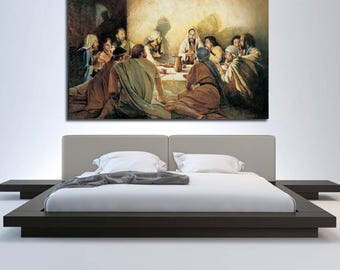 Last Supper Ready to Hang Canvas Wall Art , Poster , Art Print, The Last Supper Painting Christian Wall Art Jesus Picture , Church Wall Art