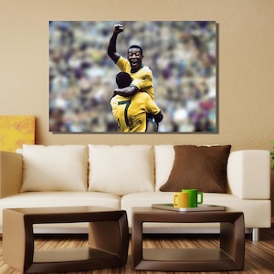 Football Legend Pele Ready to Hang Canvas Wall Art , Pele Canvas Wall Art, Football Soccer Poster, Man Cave Decor Extra Large Wall Art