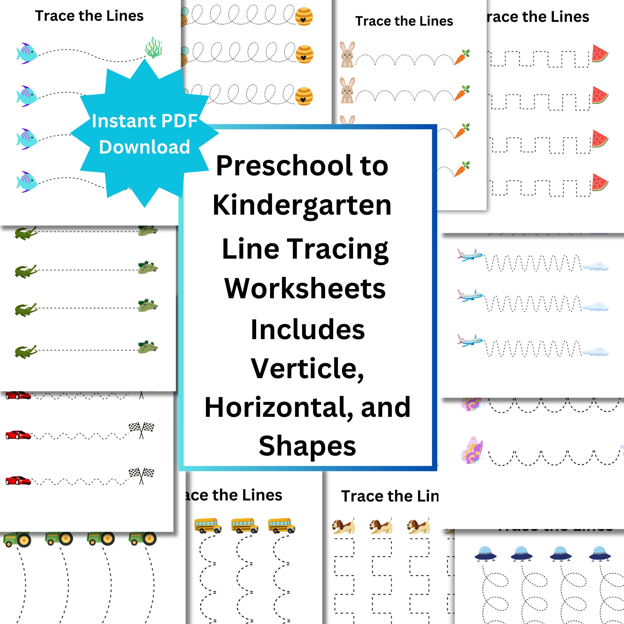 Printable Line Tracing Worksheets Beginner Writng Preschool
