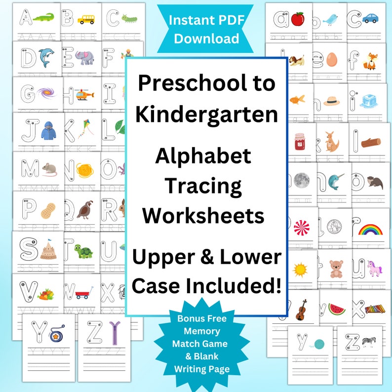 Printable Alphabet Tracing Worksheets Upper and Lower Case Letters