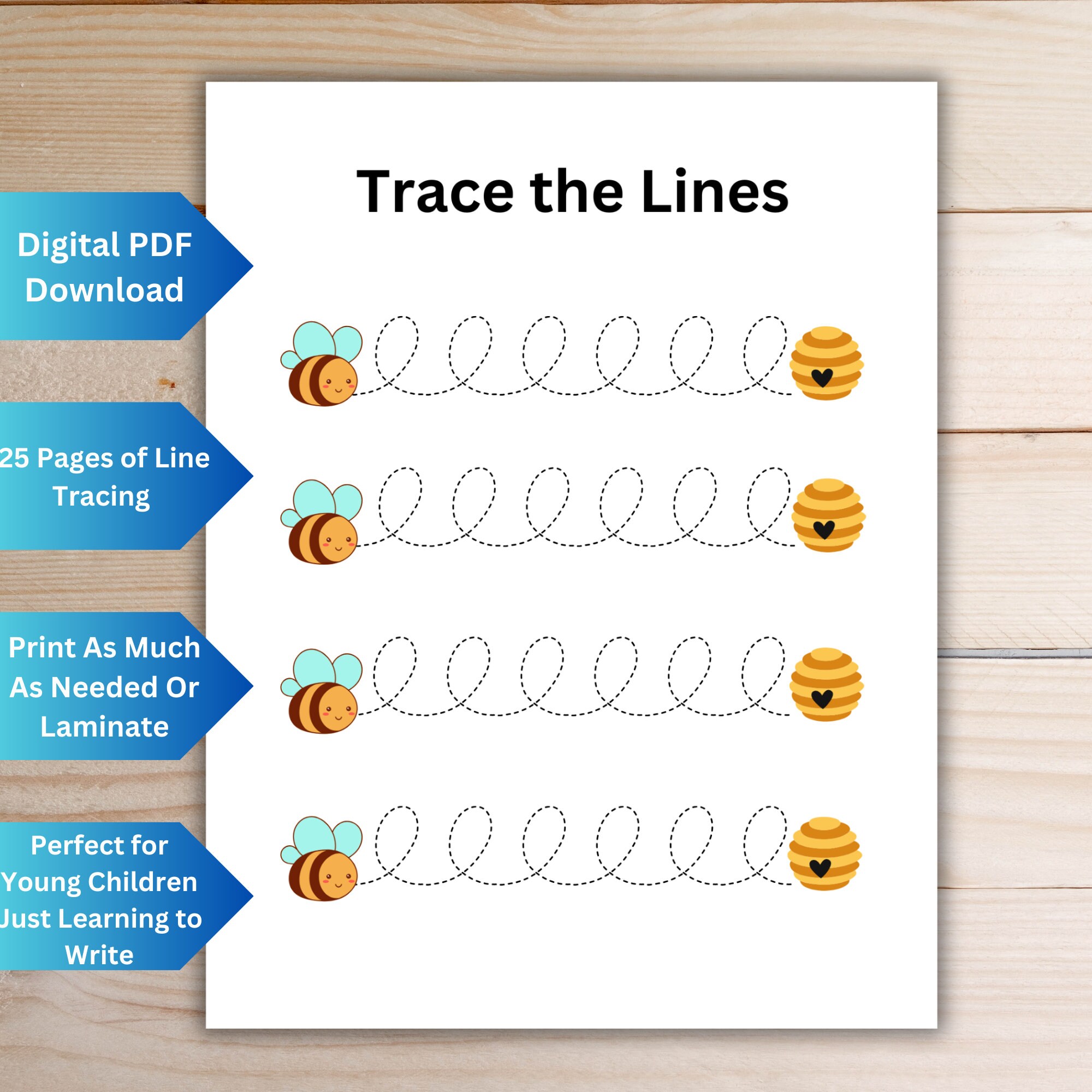 Printable Line Tracing Worksheets Beginner Writng Preschool