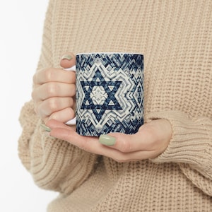 Support Israel 11oz ceramic mug; Israel Flag colors