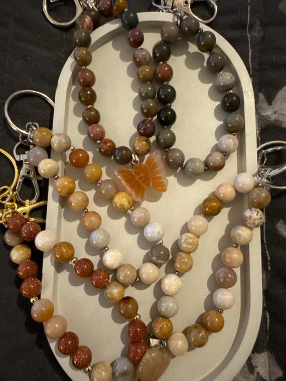 Jasper Gemstone Crystal Keychain.