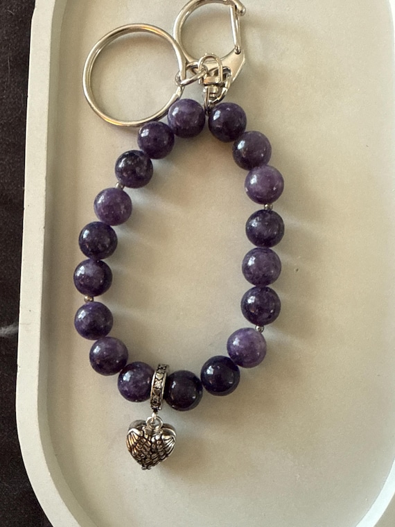 Amethyst Gemstone Crystal Key Chain.