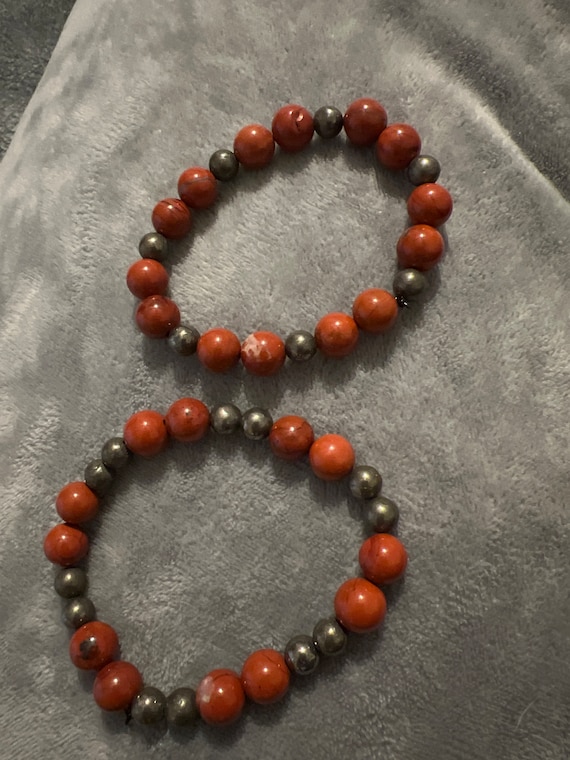 Bracelet: Red Jasper and Pyrite