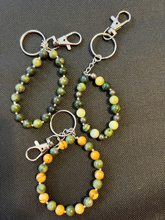 Genuine Jasper keychain/bag charm/bracelet/wristlet