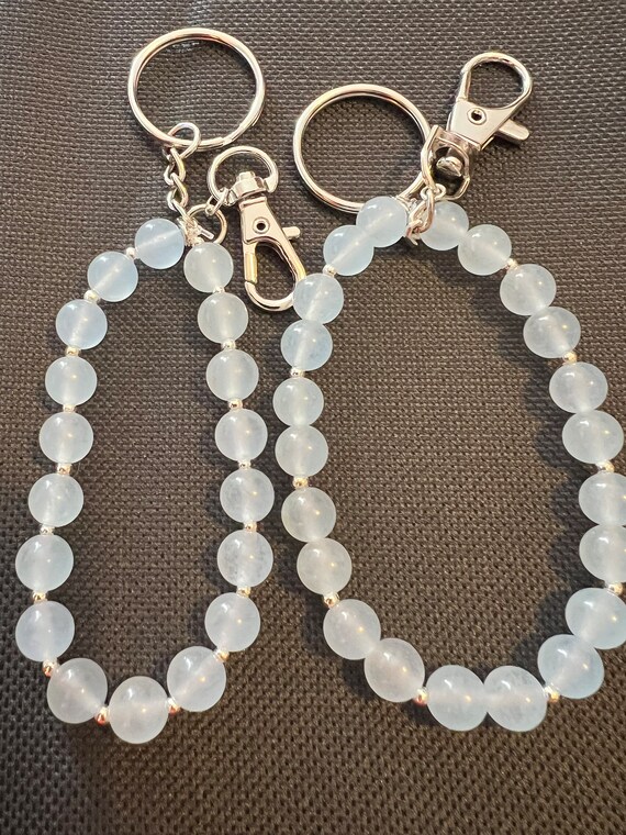 Genuine Blue Chalcedony Keychain/Bag Charm/Wristlet/Bracelet
