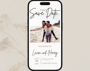 Save the Date | digital | mit Foto | Hochzeit | digitale Einladung | Vorlage | Personalisiert | Bild | Foto | Save the Date digital