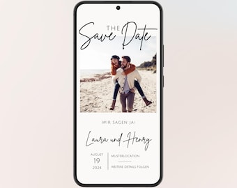 Save the Date digital Hochzeit mit Foto | Personalisierte Einladung | Vorlage | Save the Date Hochzeit | Digitale Karte | Hochzeitseinladung