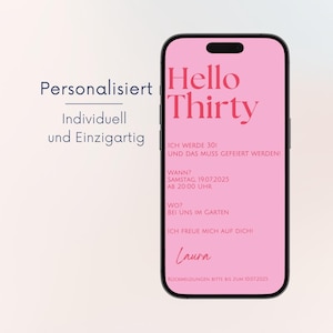 Einladung Geburtstag digital rosa | Personalisierte Einladung | Einladung Geburtstag whatsapp  | Geburtstag Einladung Frühling Sommer pink