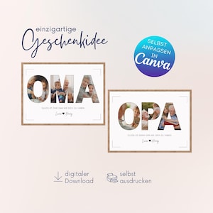 Personalized gift for grandma and grandpa | Edit your own Canva template | Grandparents photo collage | Gift idea for birthdays and Christmas