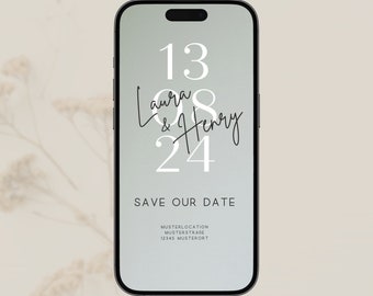 Save the Date | grün | Digital | Hochzeit | Einladung | Vorlage | Personalisiert | Minimalitisch| Whatsapp