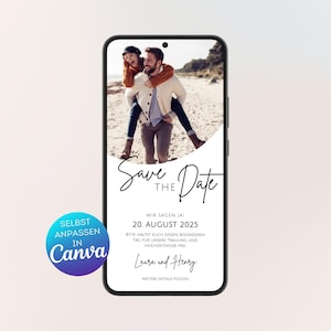 Save the date digital mit Bild Canva Vorlage für Hochzeit | personalisierbare digitale Einladung | Save the Date Hochzeit whatsapp