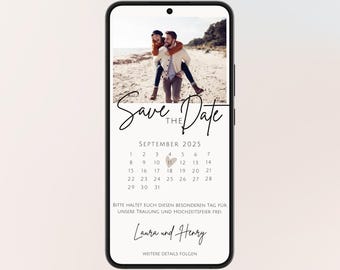 Save the Date digital Hochzeit mit Foto | Save the Date digital Hochzeit mit Kalender | Kalenderblatt | Save the Date Hochzeit | Vorlage