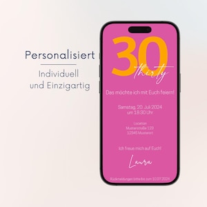 Einladung Geburtstag digital | Personalisierte Einladung | Einladung Geburtstag whatsapp  | Geburtstag Einladung Frühling Sommer pink