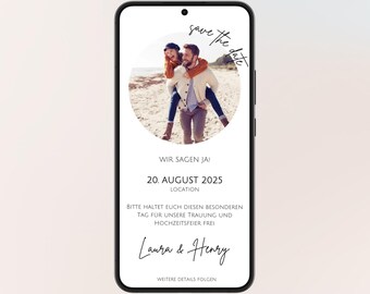 Save the Date digital Hochzeit mit Foto | Personalisierte Einladung | Vorlage | Save the Date Hochzeit | Digitale Karte | Hochzeitseinladung