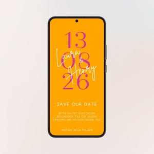 Save the Date digital für Hochzeit bunt | Personalisierte Einladung | Vorlage | Save the Date Hochzeit | Hochzeitseinladung orange pink