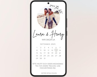 Save the Date digital Hochzeit mit Foto | Save the Date digital Hochzeit mit Kalender | Kalenderblatt | Save the Date Hochzeit | Vorlage