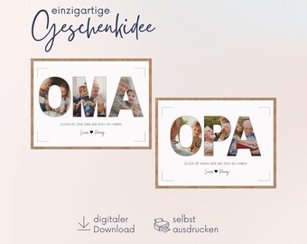 Personalized gift for grandma and grandpa | Photo collage grandma and grandpa | Gift idea for grandparents for Christmas and birthday