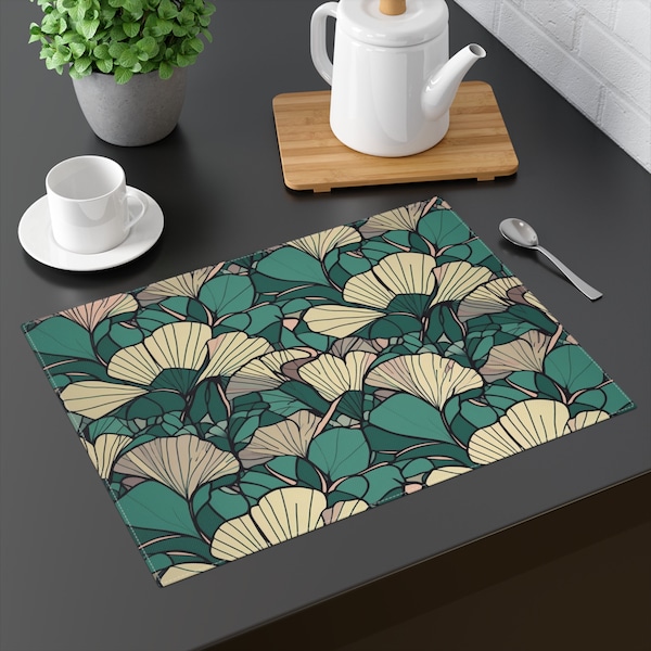 Art Deco Ginkgo Placemat, Vintage Style, Art Deco, Jazz Age, Table Accessories, Placemat, Kitchen & Dining Mat, Retro Inspired, 1920s, 1930s