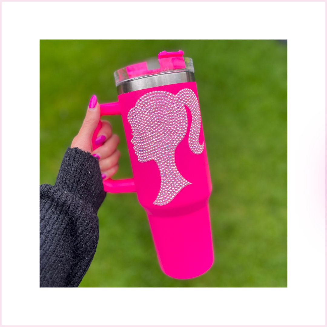 40 oz. fake stanley cup Barbie pink New w/ straw