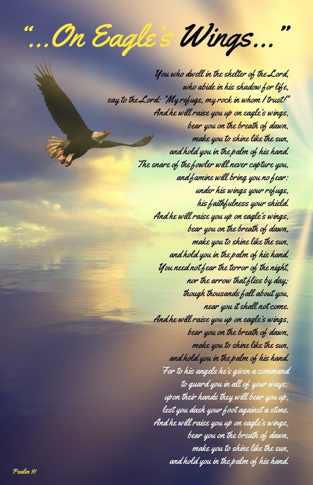 11x17 Christian Hymn Art on Eagle's Wings by Etsy