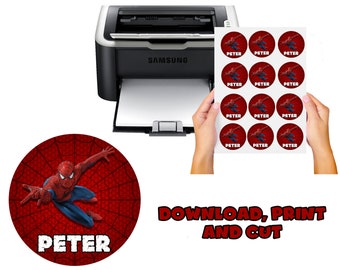 Personalized Spiderman Birthday Sticker - Digital File